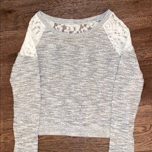 Grey sweater with lace detail!